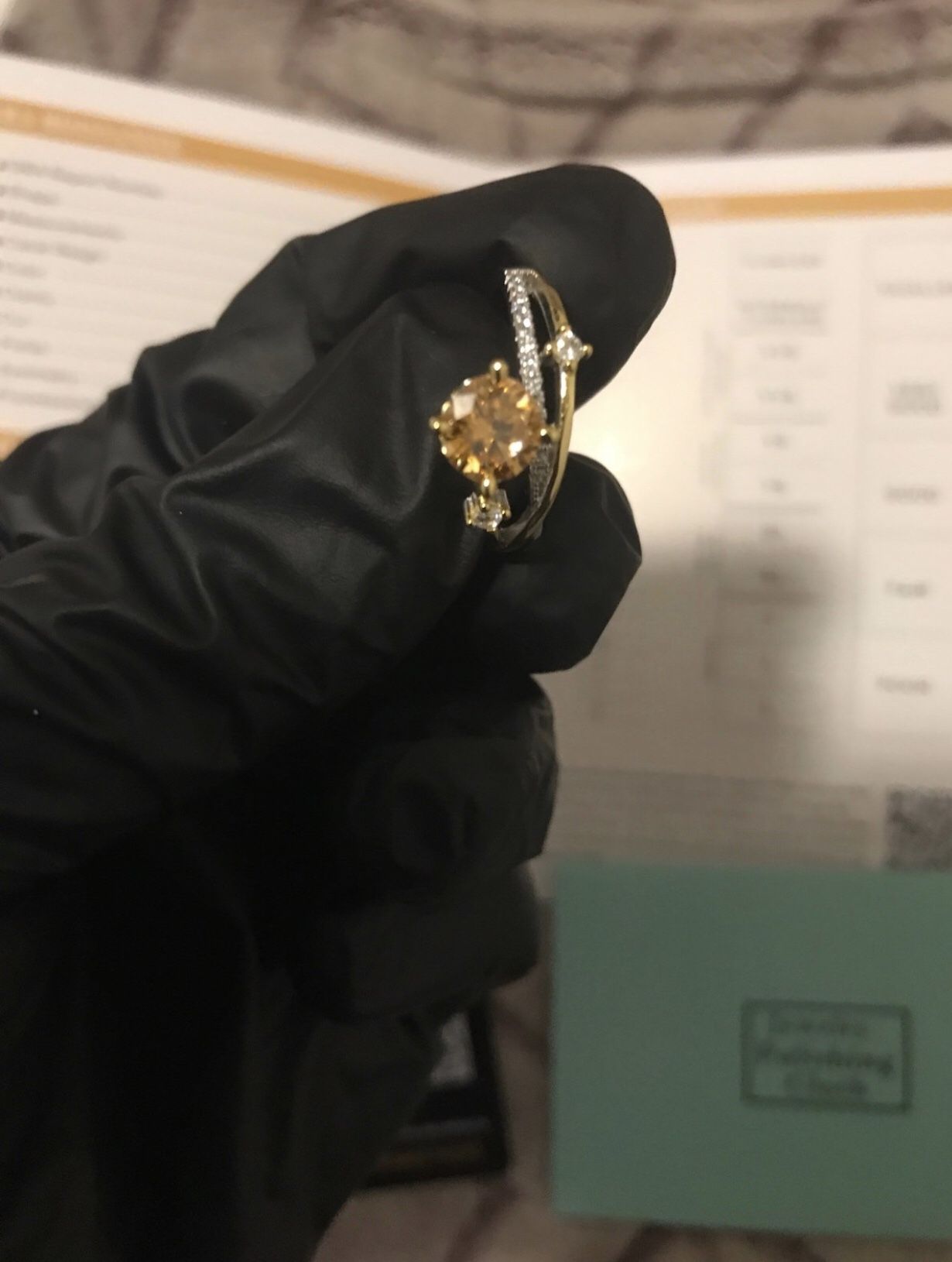 1 Carat Champange Orange Moissanite Moon & Star Design Ring Size 7 GRA Certified