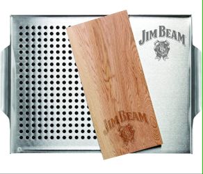 Jim Beam 2 Piece Grill Topper Set with Cedar Plank Brand NEW