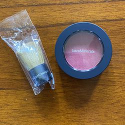 Bare Minerals “Bounce & Blur” powder blush with mini brush - “Mauve Sunrise” shade - BRAND NEW, IN ORIGINAL PACKAGING