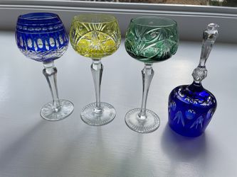 Color Glass Goblets & Bell - 4