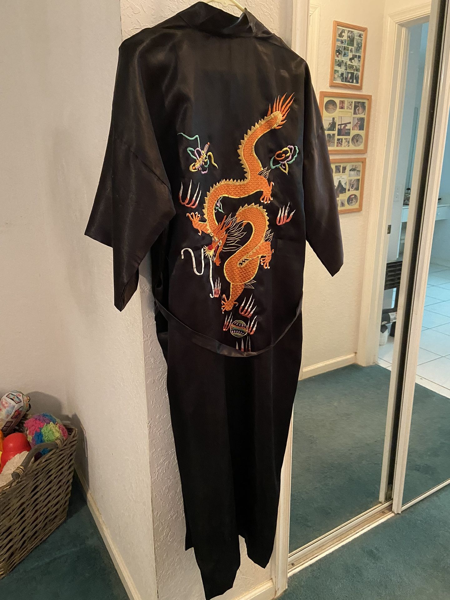 Kimono Style Black Robe Size Large