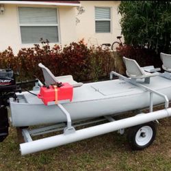 16 Foot Aluminum Canoe with Stabilizers Mercury 6hp Outboard