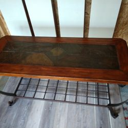 Beautiful Iron And Stone Top Entry Table Or Sofa Table 