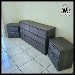 NEW DOUBLE DRESSER WITH TWO NIGHT STANDS 😊 ASSEMBLED