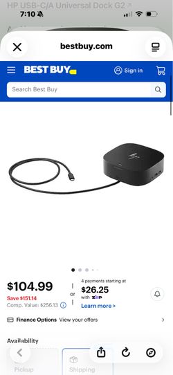 HP USB-C/A Universal Dock G2 Docking Station – $50