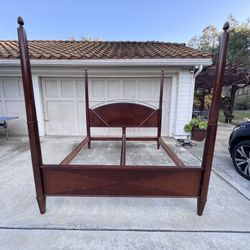 Solid Wood Four-Poster King Bed Frame