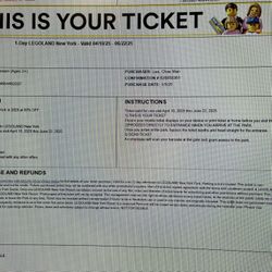 New York Legoland Ticket (total 3)