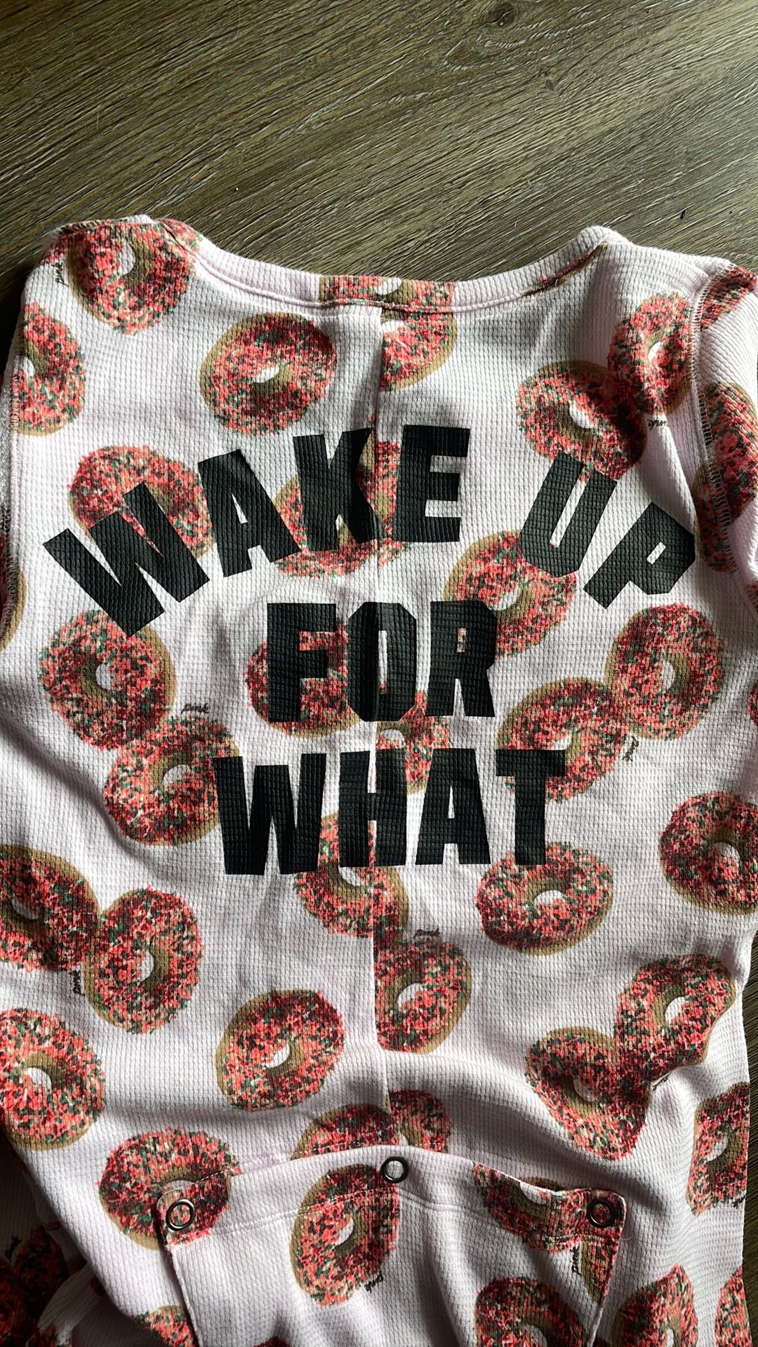 PINK VS Donut Print Wake Up For What Onesie Pajama