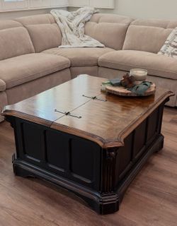 Sturdy wood coffee table with storage