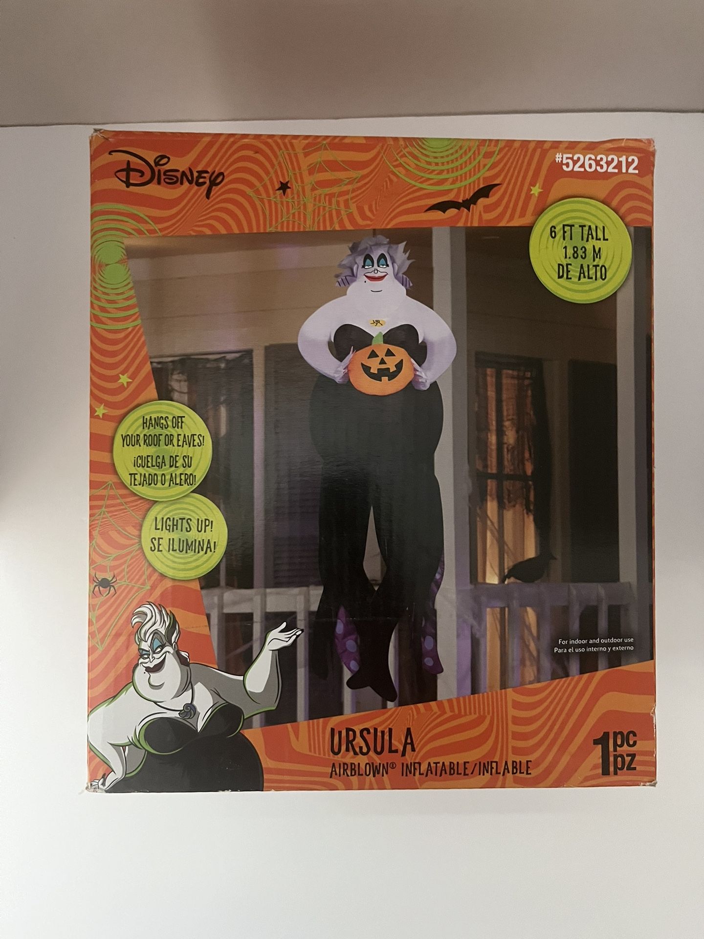 Used Gemmy Disney Little Mermaid Ursula 6 Foot Tall Hanging Halloween Inflatable