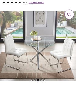 Glass Table With Faux Leather Chairs