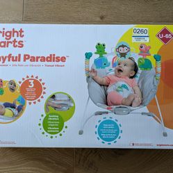 Bright Starts Playful Paradise Vibrating Baby Bouncer, Unisex, Newborn +