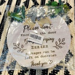Baby Is Sleeping Door Hanger Plaque