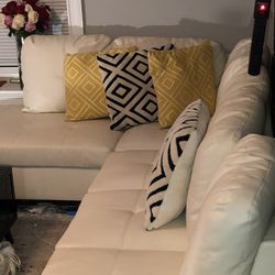 White Leather Sectional For Sale