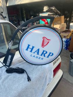 Harp Lager Imported  Double Sided Wall Hanging  Lighted Beer Sign 18"