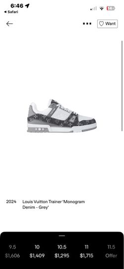Louis Vuitton Trainer Monogram Denim Grey 2024