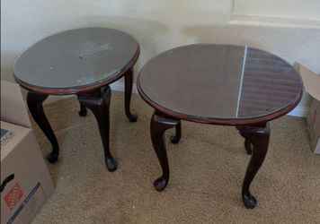 FREE Two Queen Anne Side End tables, removable glass tops