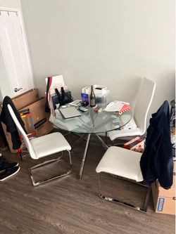Round Glass Dining Table Set – 4 Chairs Included