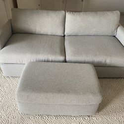 Couch with Ottoman – Modern & Like New