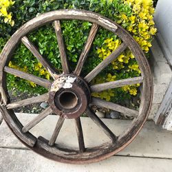 Vintage Wagon Wheel..metal and wood..37”