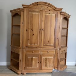 Pine Wood TV Wall Unit Entertainment Center