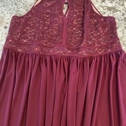 22W Burgundy Plus Size 22 Dress Evening Formal Womens Maxi Long Wedding Misses BBF