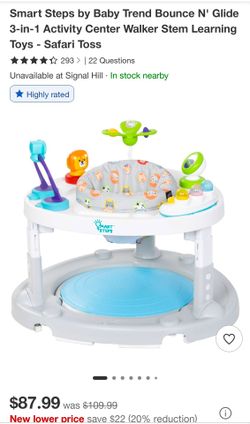 Smart Steps by Baby Trend Bounce N' Glide 3-in-1 Activity Center Walker Stem Learning Toys Safari Toss $45 OBO
