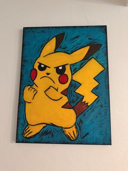 Pikachu Acrylic Painting on Canvas