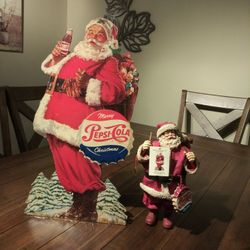 Late 1940's Stand up Pepsi Cola Christmas Santa Advertising and matching Clothtique Santa.