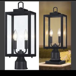 18'' Outdoor Post Light, Lamp Post Light Fixture 2-Light, Waterproof Modern Outside Post Lantern Column Lights, Exterior Pole Lighting Pillar Lantern,