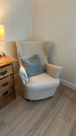 IKEA strandmon chair armchair wing chair with linen/cotton cover
