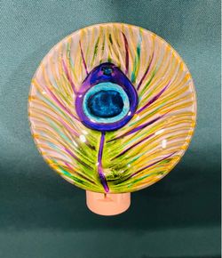 Beautiful hand painted peacock night lite painted on thick glass