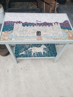 Mosaic tile dual shelf