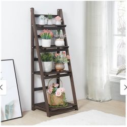 4-Tier Solid Foldable Ladder Plants Wood Display Stand Storage Shelf