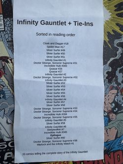 Infinity gauntlet and tie ins