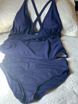 Navy blue two piece swimsuit