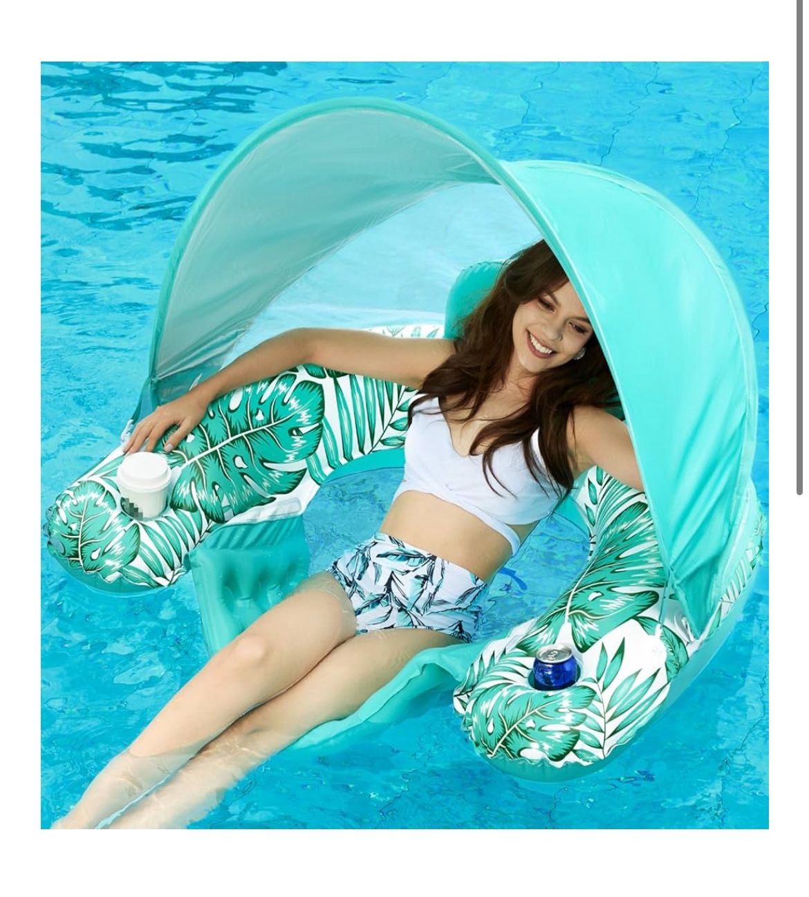Brand: Jasonwell Jasonwell Pool Float with Canopy - Inflatable Pool Floaties Adult Floating Pool Chair Lounge Floats for Swimming Pool Water Chair Poo
