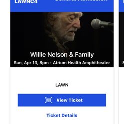 2 Willie Nelson Lawn Tickets In Macon For 4/13/25
