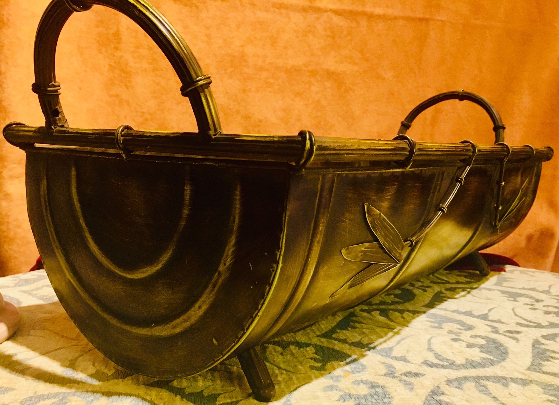 vintage style metal art pot plant holder L24xW11xH7(11)