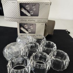 MCM Clear Acrylic Napkin Rings Set of 8 Vintage In Original Box