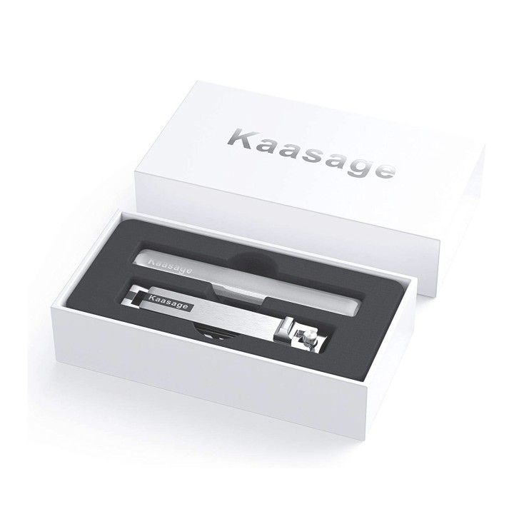 Kaasage Nail Clipper and File - Wide Open Stainless Steel Nail Cutter with Glass Nail File Manicure Set
