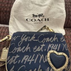NEW Coach 1941 Script Wristlet with Gold Trim with Dust Bag 