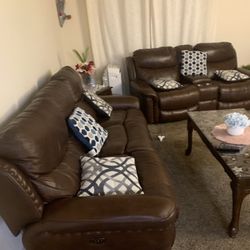 Leather 2 Sofa Set 