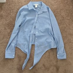 Blue And White pinstripe collared Shirt 