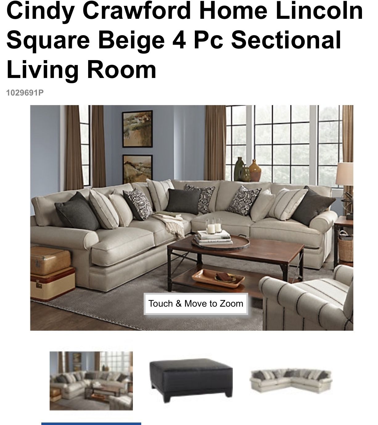 Cindy Crawford Home Lincoln Square Beige 4 Pc Sectional Living Room