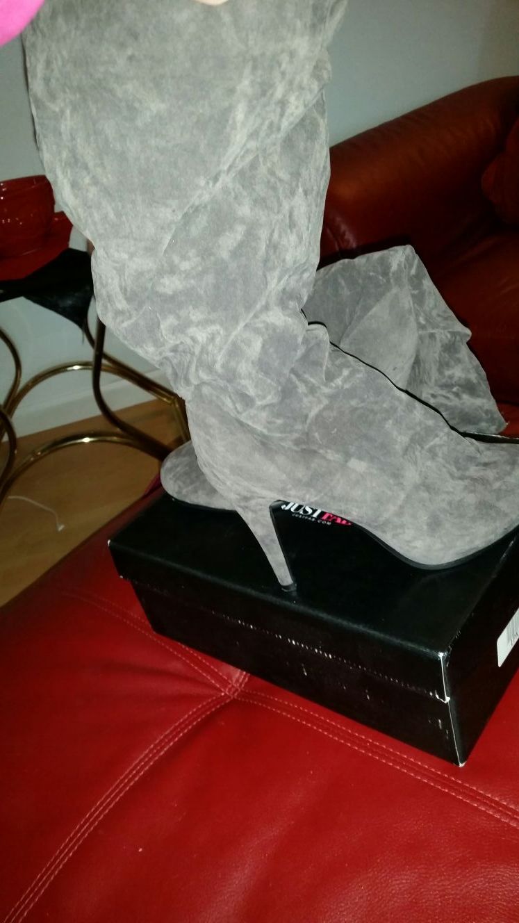 New grey suede women's boots