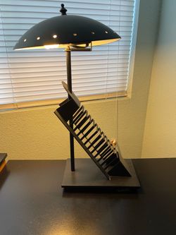 Black Metal Desk Lamp with Magazine Rack