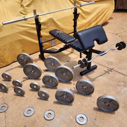 WEIGHT SET WITH BENCH BAR AND WEIGHTS