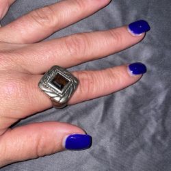 Beautiful Silver Plat & Gold Quartz Size 6 Ring