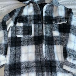 White & Black Flannel Jacket